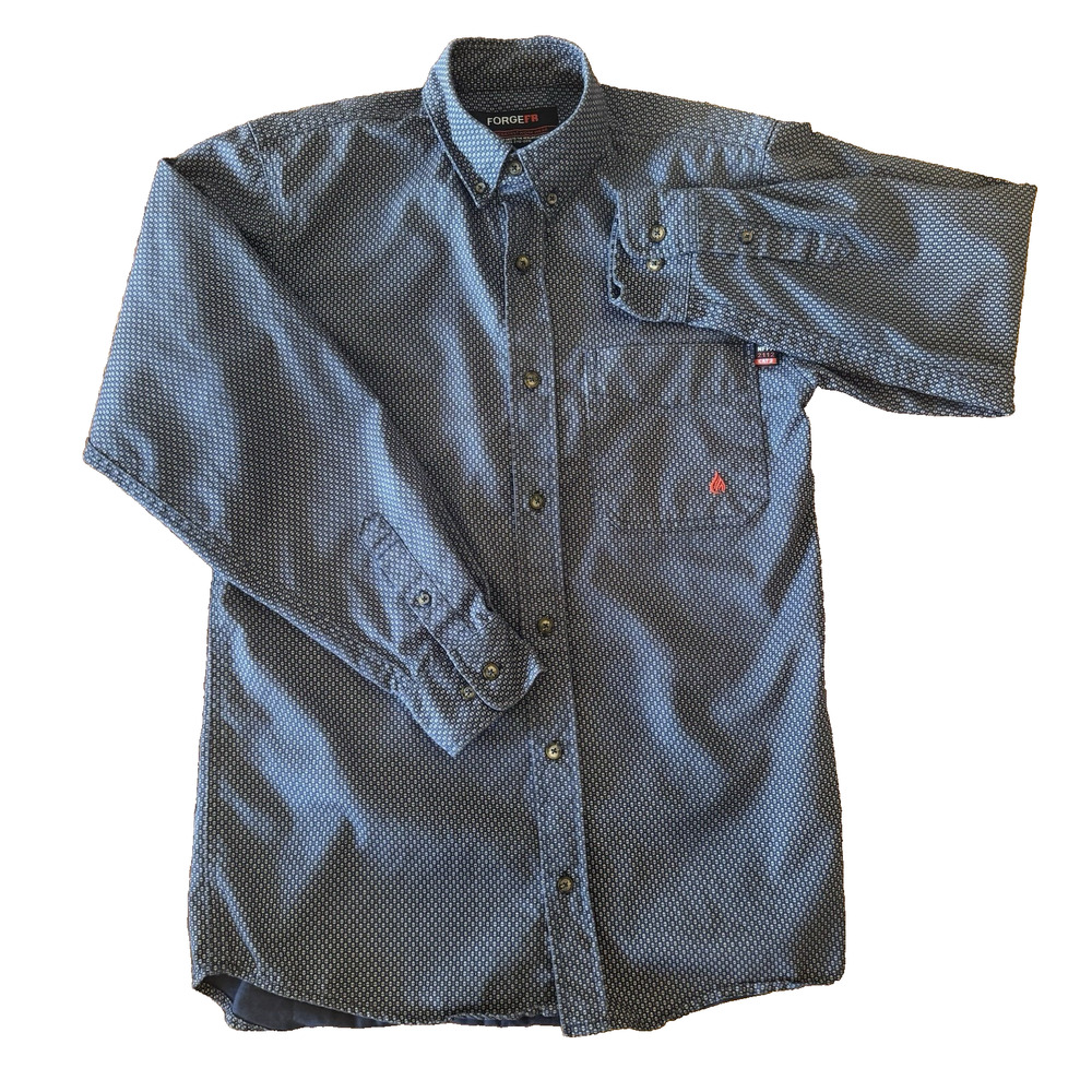 Forge FR Long Sleeve Shirt Men's Small CAT 2 NFPA 2112-2018 Navy Flame Resistant
